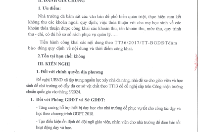 Trường Tiểu học Trực Cường _Báo cáo kết quả rà soát, tổng hợp việc thực hiện công khai trong cơ sở giáo dục năm học 2022 – 2023, đầu năm 2023 – 2024